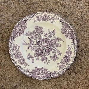 Vintage Crown Ducal Bristol Purple Transferware Dinner Plate England 9.5 in